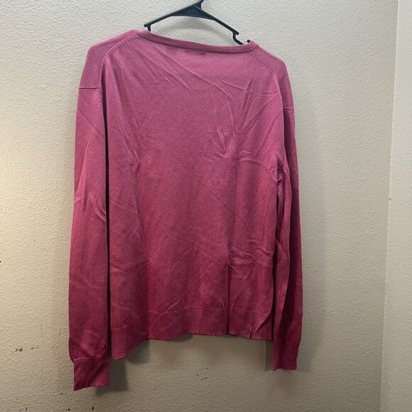 Moda International sweater SZ S Barbie Pink silk cashmere quiet luxury preppy - Picture 4 of 4